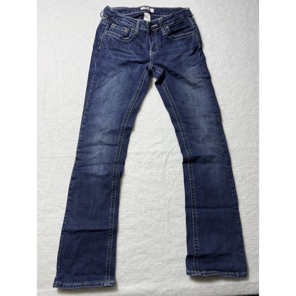 BONGO Denim - BONGO Womens Size 7 Bootcut Jeans Blue Stretch Denim Embellished Pocket Y2K